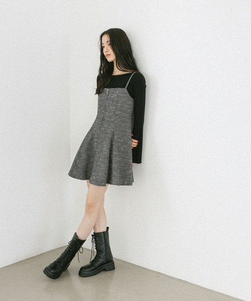 Heather(ヘザー)の「サーキュラーZIPキャミミニワンピース 602802(ワンピース・レディース・チャコールグレー/ブラック系/ブラウン系/ブラック系その他・FREE)」の13枚目の写真