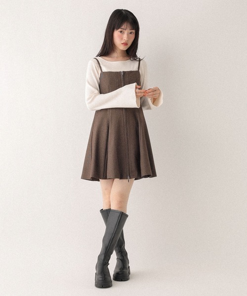 Heather(ヘザー)の「サーキュラーZIPキャミミニワンピース 602802(ワンピース・レディース・チャコールグレー/ブラック系/ブラウン系/ブラック系その他・FREE)」の7枚目の写真
