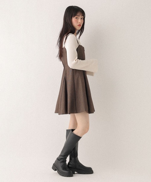 Heather(ヘザー)の「サーキュラーZIPキャミミニワンピース 602802(ワンピース・レディース・チャコールグレー/ブラック系/ブラウン系/ブラック系その他・FREE)」の6枚目の写真