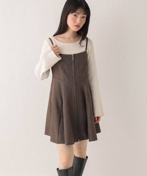 Heather(ヘザー)の「サーキュラーZIPキャミミニワンピース 602802(ワンピース・レディース・チャコールグレー/ブラック系/ブラウン系/ブラック系その他・FREE)」の8枚目の写真
