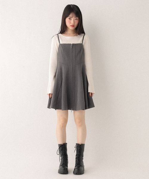 Heather(ヘザー)の「サーキュラーZIPキャミミニワンピース 602802(ワンピース・レディース・チャコールグレー/ブラック系/ブラウン系/ブラック系その他・FREE)」の10枚目の写真