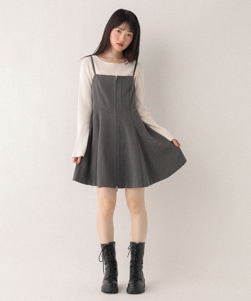 Heather(ヘザー)の「サーキュラーZIPキャミミニワンピース 602802(ワンピース・レディース・チャコールグレー/ブラック系/ブラウン系/ブラック系その他・FREE)」の22枚目の写真