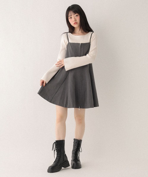 Heather(ヘザー)の「サーキュラーZIPキャミミニワンピース 602802(ワンピース・レディース・チャコールグレー/ブラック系/ブラウン系/ブラック系その他・FREE)」の19枚目の写真