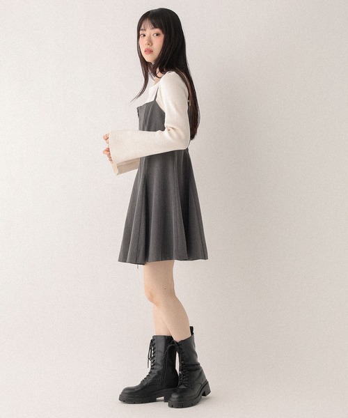 Heather(ヘザー)の「サーキュラーZIPキャミミニワンピース 602802(ワンピース・レディース・チャコールグレー/ブラック系/ブラウン系/ブラック系その他・FREE)」の14枚目の写真