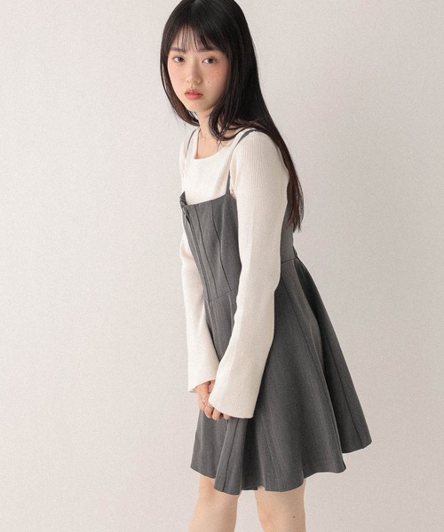 Heather(ヘザー)の「サーキュラーZIPキャミミニワンピース 602802(ワンピース・レディース・チャコールグレー/ブラック系/ブラウン系/ブラック系その他・FREE)」の9枚目の写真