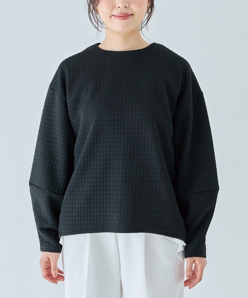 INCEDE（インシード）の「バックジップ キルトドルマンプルオーバー（Tシャツ/カットソー・レディース・チャコールグレー/ブラック・M/L/LL）」の8枚目の写真