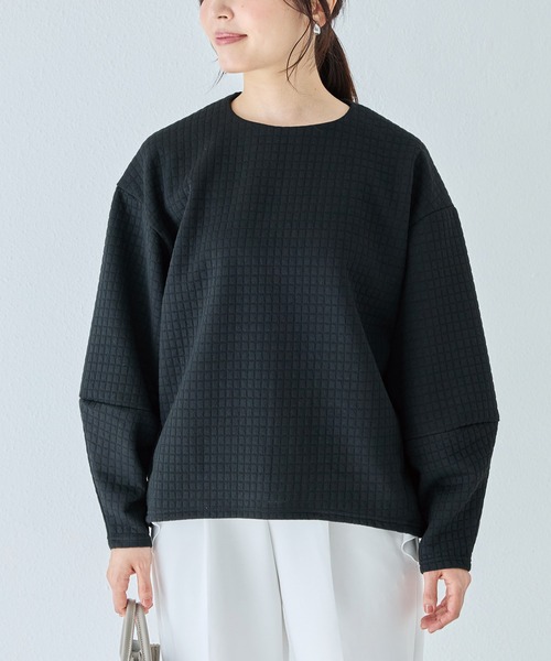 INCEDE（インシード）の「バックジップ キルトドルマンプルオーバー（Tシャツ/カットソー・レディース・チャコールグレー/ブラック・M/L/LL）」の14枚目の写真