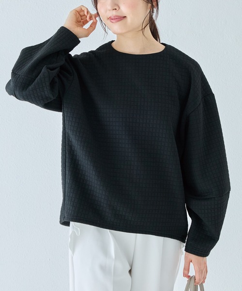 INCEDE（インシード）の「バックジップ キルトドルマンプルオーバー（Tシャツ/カットソー・レディース・チャコールグレー/ブラック・M/L/LL）」の15枚目の写真