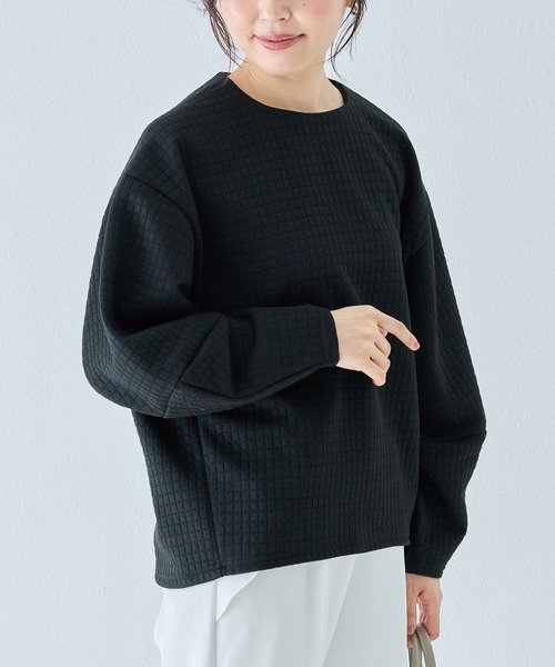 INCEDE（インシード）の「バックジップ キルトドルマンプルオーバー（Tシャツ/カットソー・レディース・チャコールグレー/ブラック・M/L/LL）」の16枚目の写真