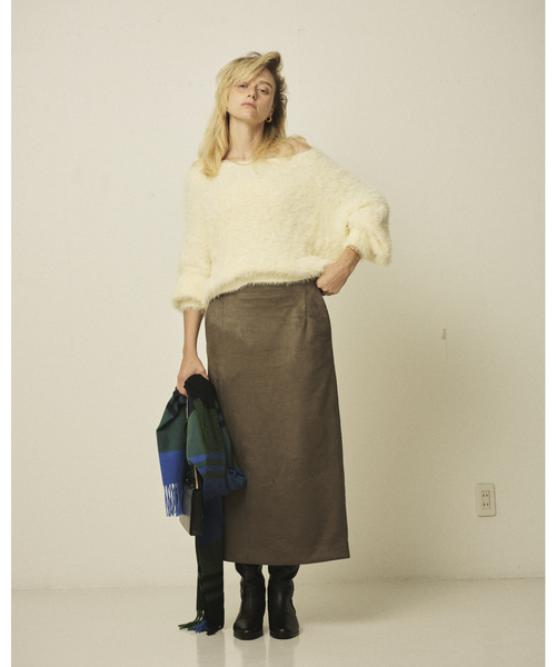 Rouge vif Anna（ルージュヴィフアンナ）の「フェイクスウェードストレッチタイトスカート/ナロースカート（スカート・レディース・モカ/ブラック・36/38）」の12枚目の写真