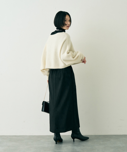 Rouge vif Anna（ルージュヴィフアンナ）の「フェイクスウェードストレッチタイトスカート/ナロースカート（スカート・レディース・モカ/ブラック・36/38）」の19枚目の写真