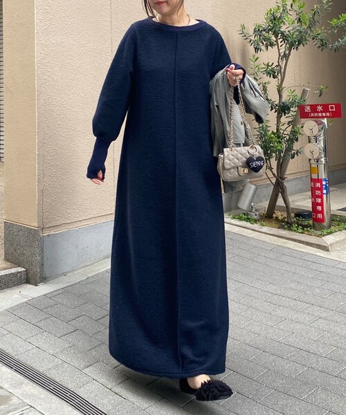 DouDou（ドゥドゥ）の「【インフルエンサー SAKURA企画】イタリアンエアリーワンピース（ワンピース・レディース・チャコールグレー/ライトベージュ/ネイビー/ブラック/グレー・TM/FREE）」の5枚目の写真