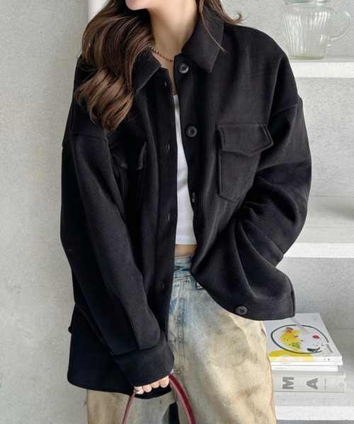 Ada.(エイダ)の「コーデュロイ ダブルポケット シャツ ジャケット(その他アウター・レディース・ブラウン/アイボリー/ブラック・M)」の10枚目の写真