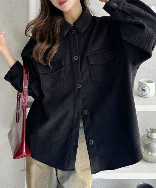 Ada.(エイダ)の「コーデュロイ ダブルポケット シャツ ジャケット(その他アウター・レディース・ブラウン/アイボリー/ブラック・M)」の12枚目の写真
