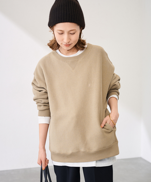 FRAMeWORK(フレームワーク)の「Champion 別注製品染めREVERSE WEAVEポケット(スウェット・レディース・ウッド/アイボリー/チャコールグレー・FREE)」の3枚目の写真