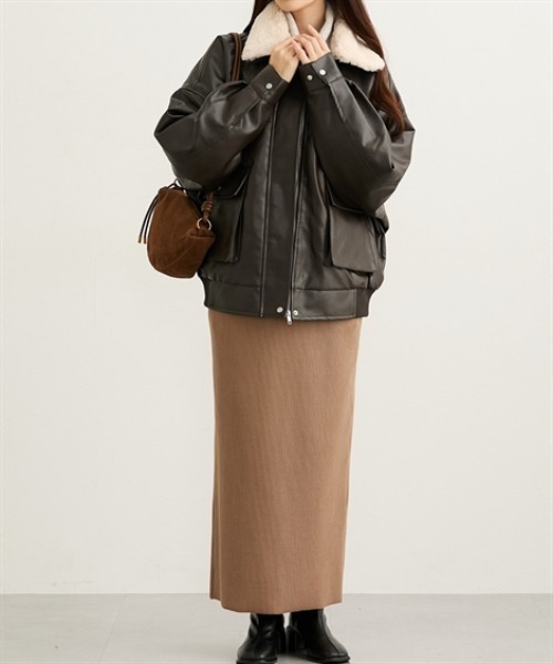 nissen（ニッセン）の「フェイクレザーブルゾン【取り外し可能ティペット付】（ブルゾン・レディース・ブラウン/ブラック・M/L）」の4枚目の写真