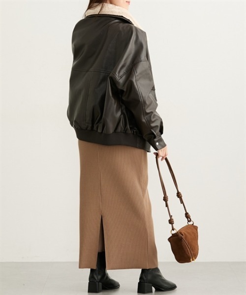 nissen（ニッセン）の「フェイクレザーブルゾン【取り外し可能ティペット付】（ブルゾン・レディース・ブラウン/ブラック・M/L）」の6枚目の写真