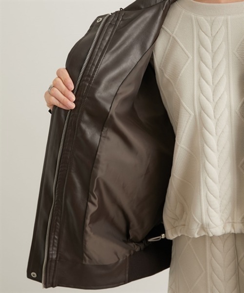 nissen（ニッセン）の「フェイクレザーブルゾン【取り外し可能ティペット付】（ブルゾン・レディース・ブラウン/ブラック・M/L）」の11枚目の写真