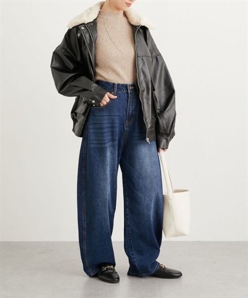 nissen（ニッセン）の「フェイクレザーブルゾン【取り外し可能ティペット付】（ブルゾン・レディース・ブラウン/ブラック・M/L）」の14枚目の写真