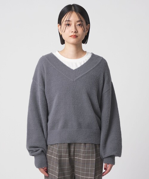 A DAY IN THE LIFE UNITED ARROWS(アデイインザライフユナイテッドアローズ)の「フワフワ Vネックニット <A DAY IN THE LIFE(ニット/セーター・レディース・コバルトブルー/ダークグレー/ライトピンク・FREE)」の7枚目の写真