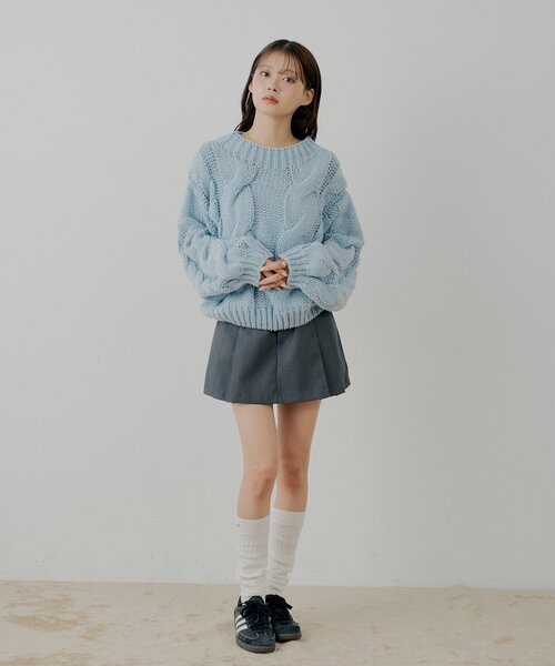 セール】BIGケーブルローゲージルーズニット（ニット/セーター