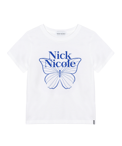 NICK&NICOLE(ニックアンドニコール)の「BUTTERFLY NICOLE LABEL SLIM TOP_WHITE BLUE(Tシャツ/カットソー・レディース・その他・FREE)」の4枚目の写真
