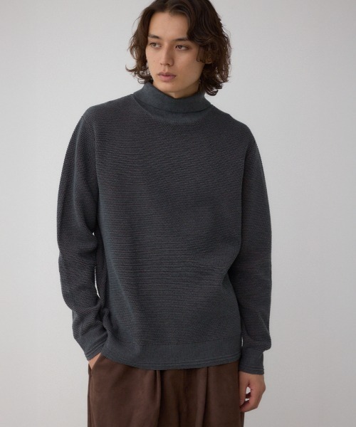 AZUL by moussy(アズールバイマウジー)の「ハニカムタートルネックニット(ニット/セーター・メンズ・オフホワイト/グレー/ブラック・MEDIUM/LARGE)」の3枚目の写真