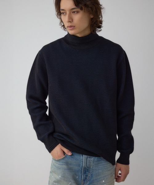 AZUL by moussy(アズールバイマウジー)の「ハニカムタートルネックニット(ニット/セーター・メンズ・オフホワイト/グレー/ブラック・MEDIUM/LARGE)」の1枚目の写真