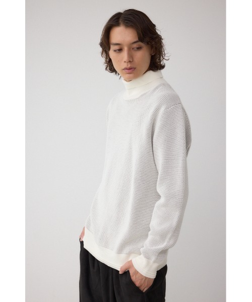 AZUL by moussy(アズールバイマウジー)の「ハニカムタートルネックニット(ニット/セーター・メンズ・オフホワイト/グレー/ブラック・MEDIUM/LARGE)」の5枚目の写真