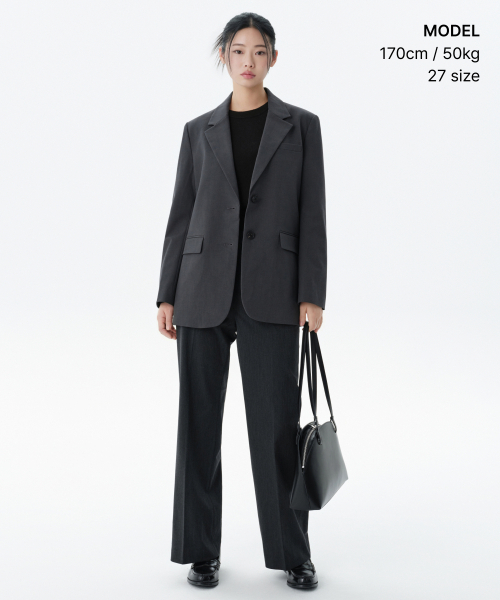 MUSINSA STANDARD WOMAN（ムシンサスタンダードウーマン）の「女性用ワイド隠しバンディングスラックス[グレー]（スラックス・レディース・その他・34/32/30/31/24/25/26/27/28/29）」の2枚目の写真