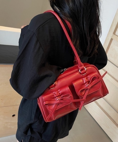FREE STYLISTS(フリー スタイリスト)の「Y2K ダブルリボンデザイン ハンドバッグ/ペットボトル収納(ショルダーバッグ・レディース・ワイン・FREE)」の7枚目の写真