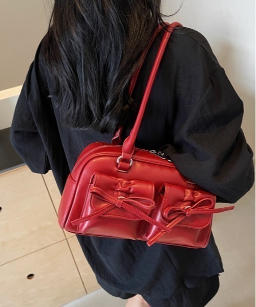 FREE STYLISTS(フリー スタイリスト)の「Y2K ダブルリボンデザイン ハンドバッグ/ペットボトル収納(ショルダーバッグ・レディース・ワイン・FREE)」の9枚目の写真