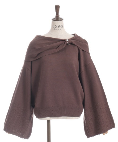 axes femme(アクシーズファム)の「ドレープリボンフレア袖ニット(ニット/セーター・レディース・ホワイト/ブラウン/ラベンダー・FREE)」の3枚目の写真