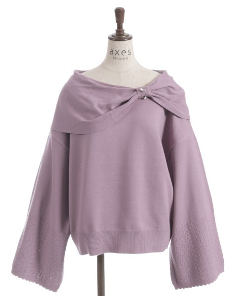 axes femme(アクシーズファム)の「ドレープリボンフレア袖ニット(ニット/セーター・レディース・ホワイト/ブラウン/ラベンダー・FREE)」の20枚目の写真