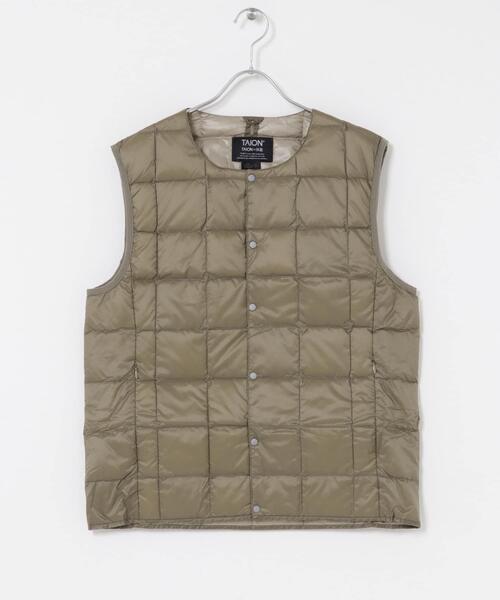 TAION（タイオン）の「TAION　CrewNeck Button Down Vest（ダウンベスト・メンズ・チャコールグレー/カーキ/ブラック/ダークブラウン/ネイビー・LARGE/X-LARGE/MEDIUM）」の18枚目の写真