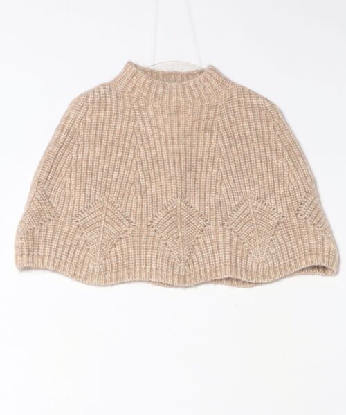 SIPULI(シプリ)の「Cotton Alpaca 木の葉柄ニットケープ(ニット/セーター・レディース・ベージュ/サックスブルー・2)」の7枚目の写真