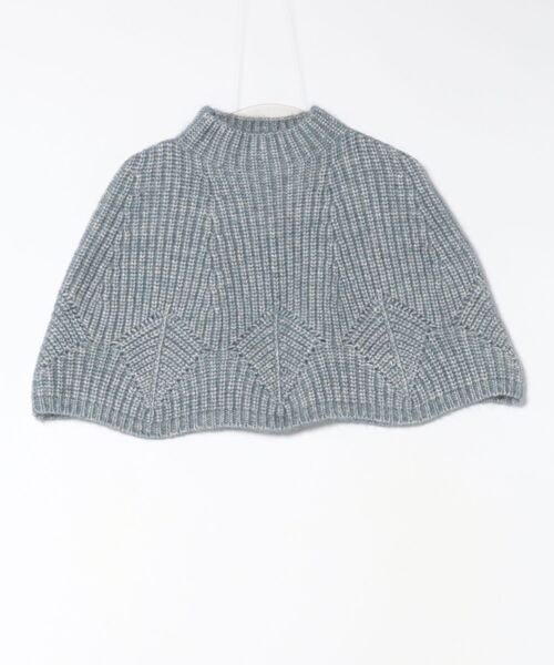 SIPULI(シプリ)の「Cotton Alpaca 木の葉柄ニットケープ(ニット/セーター・レディース・ベージュ/サックスブルー・2)」の4枚目の写真