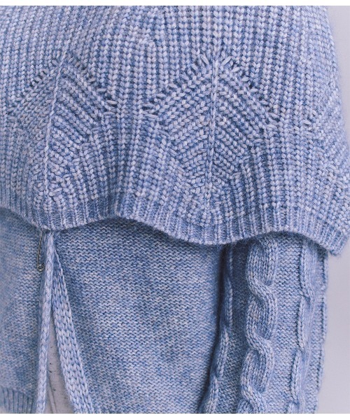 SIPULI(シプリ)の「Cotton Alpaca 木の葉柄ニットケープ(ニット/セーター・レディース・ベージュ/サックスブルー・2)」の18枚目の写真