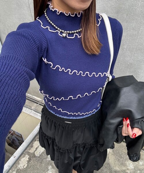 CIAOPANIC（チャオパニック）の「アンチピリングメローニット（ニット/セーター・レディース・イエロー/レッド/ブルー/ブラック/ネイビー/ホワイト・ONE SIZE）」の4枚目の写真