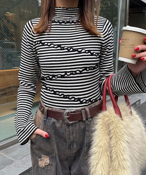 CIAOPANIC（チャオパニック）の「アンチピリングメローニット（ニット/セーター・レディース・イエロー/レッド/ブルー/ブラック/ネイビー/ホワイト・ONE SIZE）」の7枚目の写真