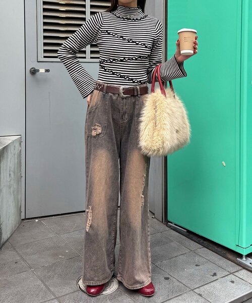 CIAOPANIC（チャオパニック）の「アンチピリングメローニット（ニット/セーター・レディース・イエロー/レッド/ブルー/ブラック/ネイビー/ホワイト・ONE SIZE）」の11枚目の写真