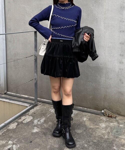 CIAOPANIC（チャオパニック）の「アンチピリングメローニット（ニット/セーター・レディース・イエロー/レッド/ブルー/ブラック/ネイビー/ホワイト・ONE SIZE）」の16枚目の写真