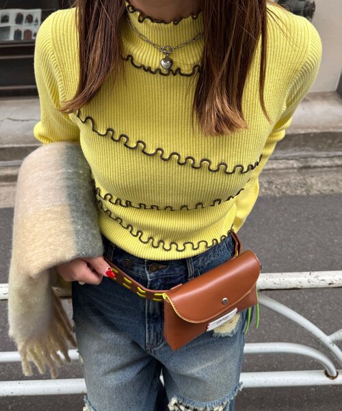 CIAOPANIC（チャオパニック）の「アンチピリングメローニット（ニット/セーター・レディース・イエロー/レッド/ブルー/ブラック/ネイビー/ホワイト・ONE SIZE）」の18枚目の写真