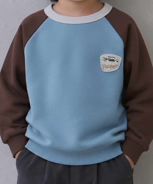 petit main（プティマイン）の「【プティプラ】BOYSトレーナー（スウェット・キッズ・ブルー系その他/ダークグレー/カラフル/レッド/グリーン/クリーム/トップグレー/ホワイト系その他/ベージュ/黄緑系・90cm/80ｃｍ/100cm/130cm/120cm/110cm）」の3枚目の写真