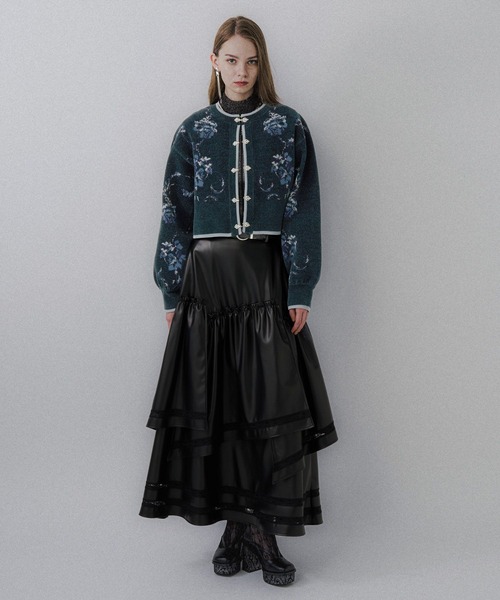 HARE（ハレ）の「チャイナガラモールニットカーディガン(HARE)（カーディガン/ボレロ・レディース・グレー/ブラック/グリーン・FREE）」の8枚目の写真