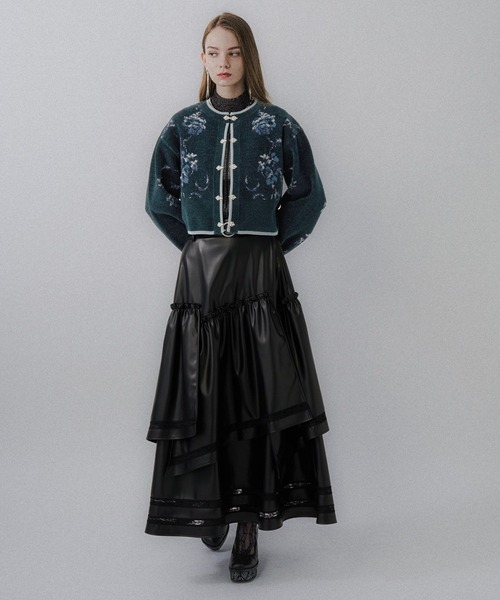 HARE（ハレ）の「チャイナガラモールニットカーディガン(HARE)（カーディガン/ボレロ・レディース・グレー/ブラック/グリーン・FREE）」の9枚目の写真