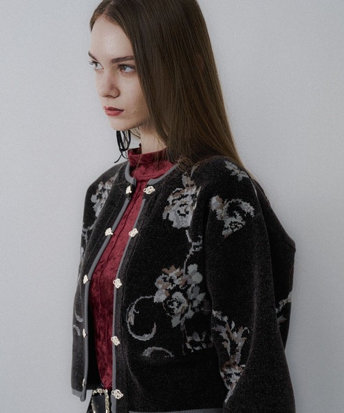 HARE（ハレ）の「チャイナガラモールニットカーディガン(HARE)（カーディガン/ボレロ・レディース・グレー/ブラック/グリーン・FREE）」の12枚目の写真