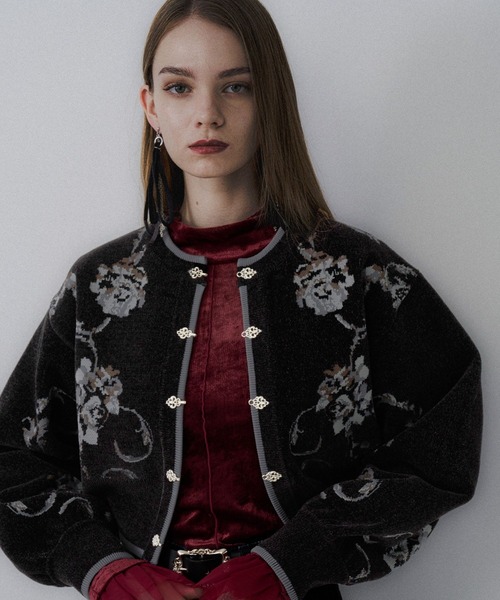 HARE（ハレ）の「チャイナガラモールニットカーディガン(HARE)（カーディガン/ボレロ・レディース・グレー/ブラック/グリーン・FREE）」の13枚目の写真