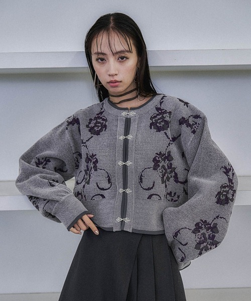 HARE（ハレ）の「チャイナガラモールニットカーディガン(HARE)（カーディガン/ボレロ・レディース・グレー/ブラック/グリーン・FREE）」の16枚目の写真