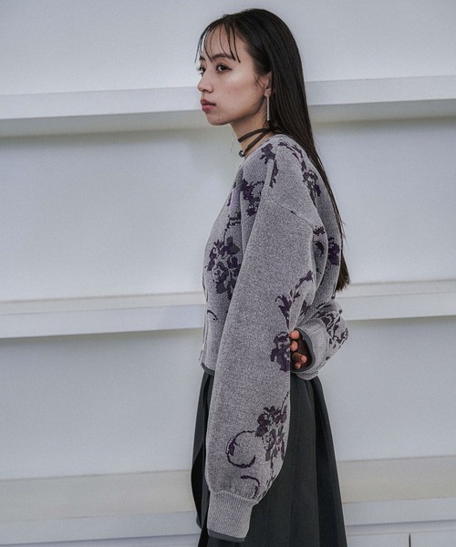 HARE（ハレ）の「チャイナガラモールニットカーディガン(HARE)（カーディガン/ボレロ・レディース・グレー/ブラック/グリーン・FREE）」の20枚目の写真